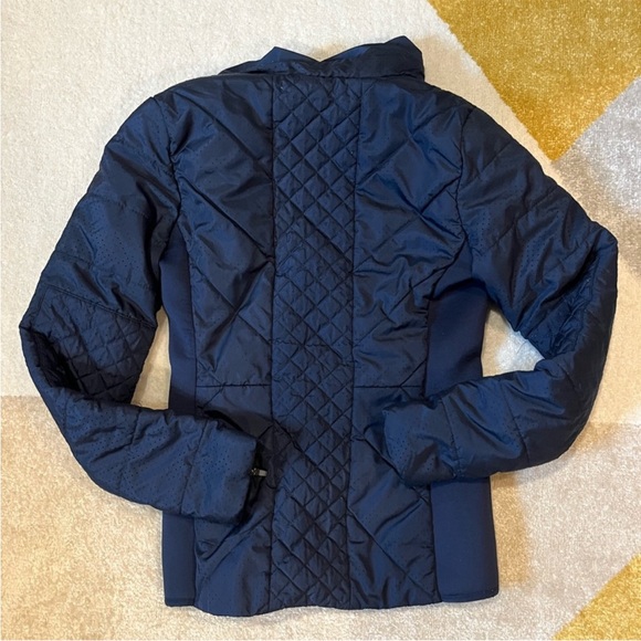 Fabletics Sedona Puffer Jacket size small hooded zip up coat light navy blue S - Picture 8 of 8